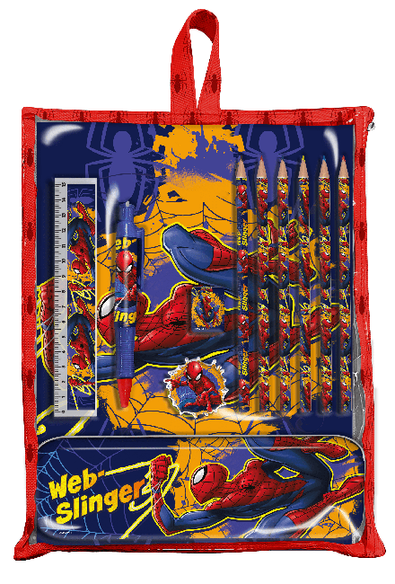 Spiderman 12 Piece Bumper Stationery Set with Reusable Bag