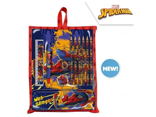 Spiderman 12 Piece Bumper Stationery Set with Reusable Bag