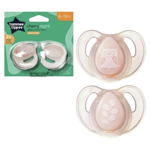Tommee Tippee Cherry Night 6 - 18m Glow in the Dark Soothers Pink