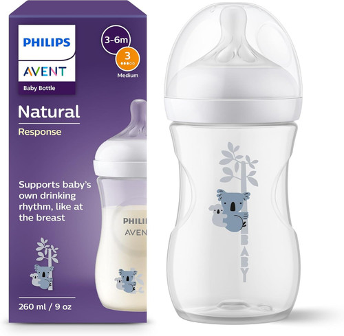 Philips Avent Natural Response Baby Bottle - 260ml for 1 M+ Koala SCY903/67