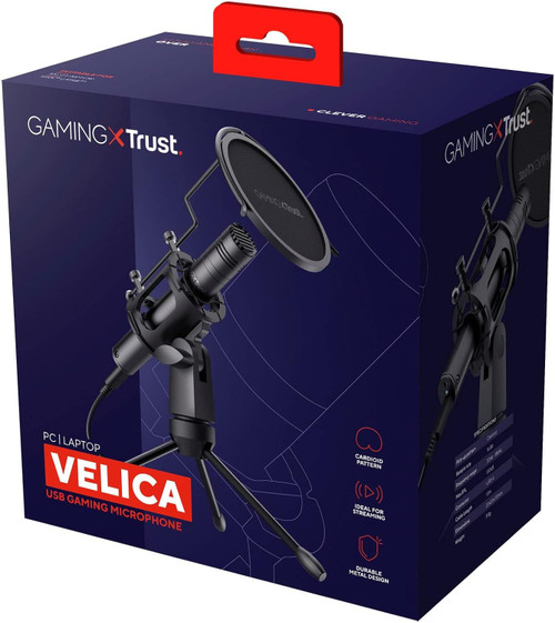 Trust Gaming USB Streaming Microphone GXT 241 Velica - Condenser Mic with Tripod