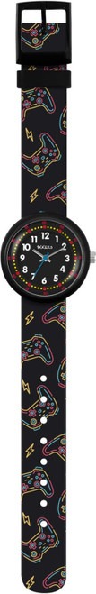 Tikkers Kids Black Printed Gamer Strap Analogue Quartz Time Teacher Watch