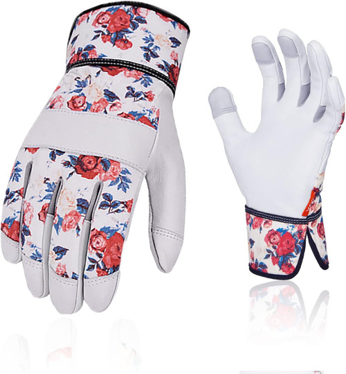 VGO Premium Geniune Goat Leather Puncture Resistant Gardening Gloves Small