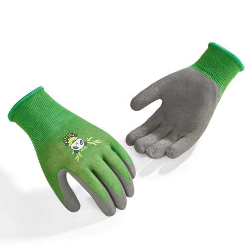 Kids Garden Gloves in Small Sizes for Ages 3 Years and Up Green Bamboo Panda