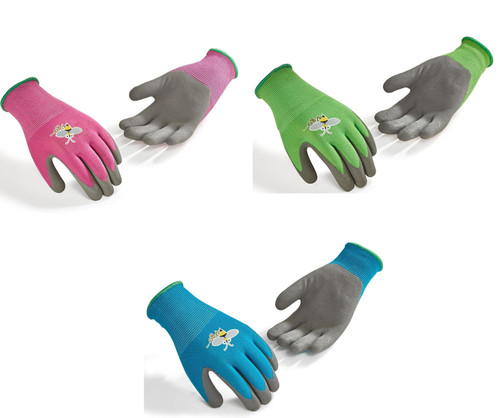 Kids Bumble Bee Small Garden Gloves Green, Blue or Pink