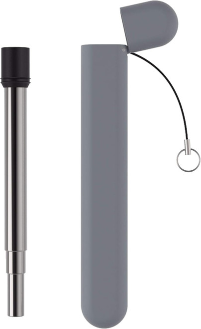 Lund London Plant Travel Straw Reusable Stainless Steel Straw & Case Grey