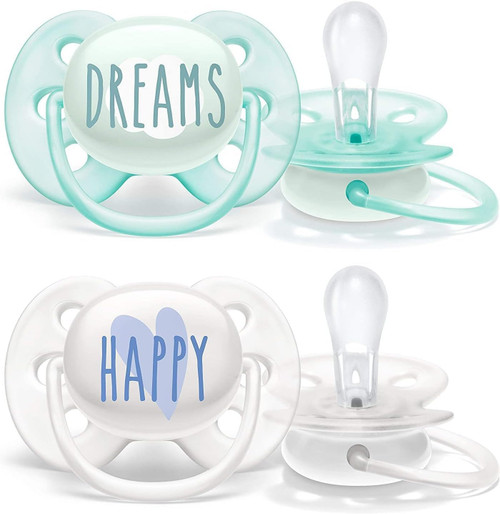 Philips Avent Ultra Soft Pacifier Dummy, 0-6 Months 2 Piece Happy Dreams 224/03