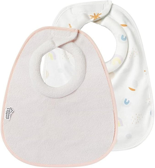 Tommee Tippee Milk Feeding Bibs, Pack of 2, Pink, Super Soft and Extra Absorbent