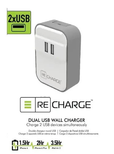 Techlink Recharge 2 Port USB Wall Charger