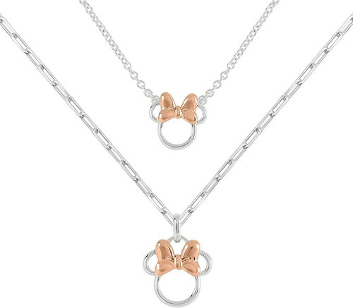 Disney Minnie Mouse Two Tone Cubic Zirconia Mother and Daughter Necklace Set