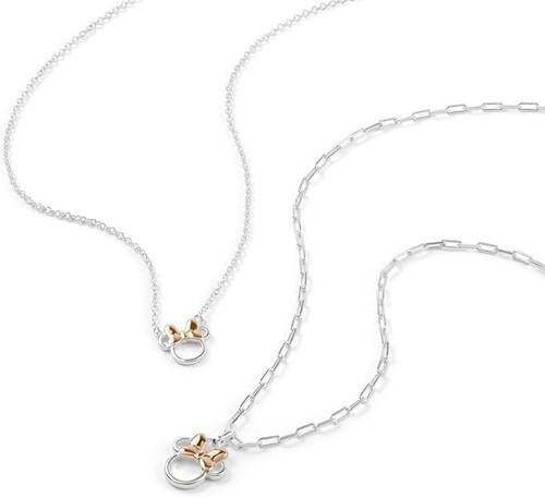 Disney Minnie Mouse Two Tone Cubic Zirconia Mother and Daughter Necklace Set