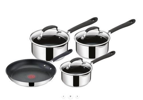 Jamie Oliver Stainless Steel 4 Piece Pan Set with Lids Induction Compatible