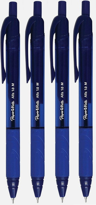 Paper Mate Brite Elite Alfa 1.0mm Retractable Blue Ink Ballpen 4 Pack