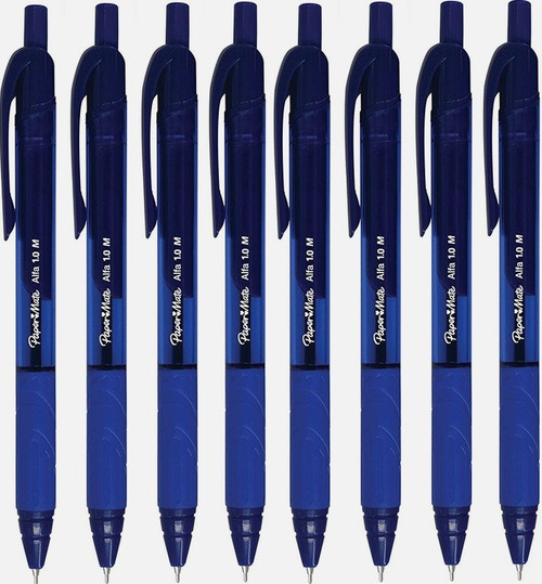 Paper Mate Brite Elite Alfa 1.0mm Retractable Blue Ink Ballpen 8 Pack