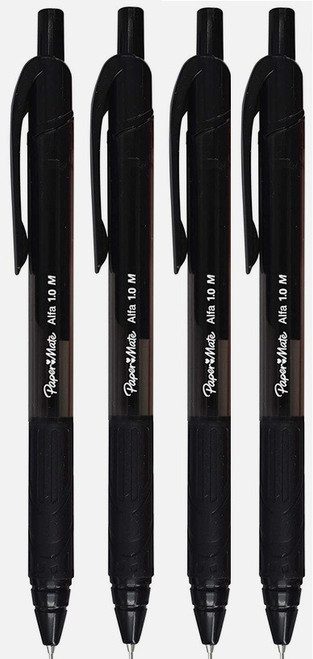 Paper Mate Brite Elite Alfa 1.0mm Retractable Black Ink Ballpen 4 Pack