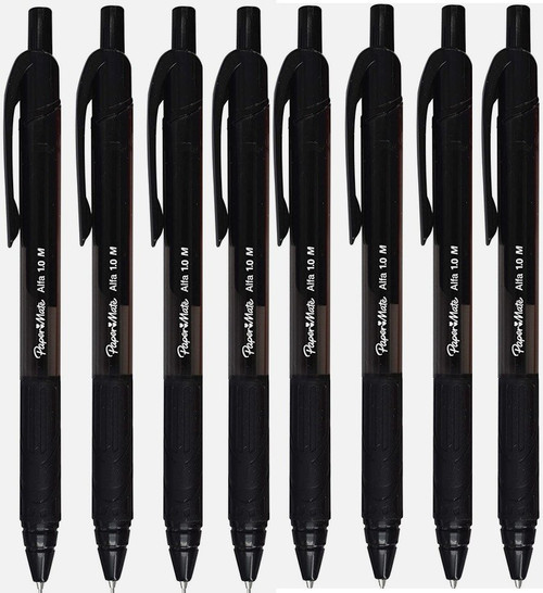Paper Mate Brite Elite Alfa 1.0mm Retractable Black Ink Ballpen 8 Pack