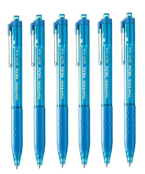 Paper Mate InkJoy 300RT Retractable Ballpoint 1.0mm Medium Turquoise 6 Pack