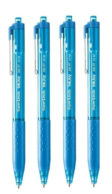 Paper Mate InkJoy 300RT Retractable Ballpoint 1.0mm Medium Turquoise 4 Pack