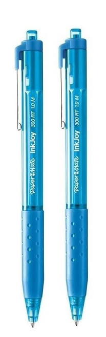 Paper Mate InkJoy 300RT Retractable Ballpoint 1.0mm Medium Turquoise 2 Pack
