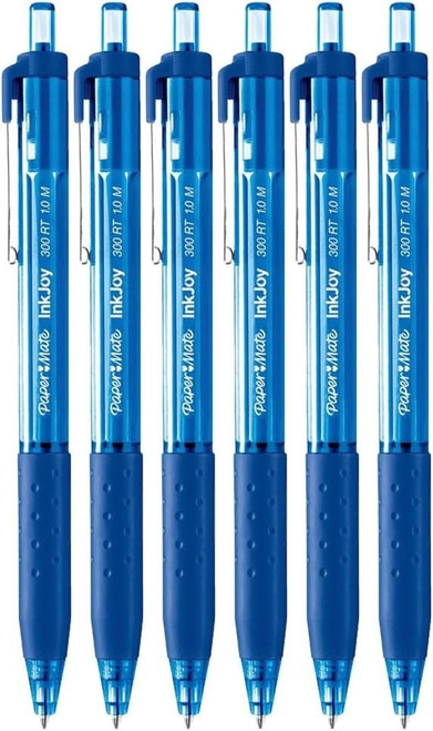 Paper Mate InkJoy 300RT Retractable Ballpoint Pens, Medium Point, Blue, 6 Count
