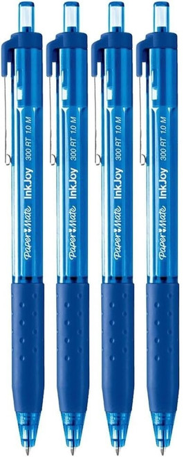 Paper Mate InkJoy 300RT Retractable Ballpoint Pens, Medium Point, Blue, 4 Count