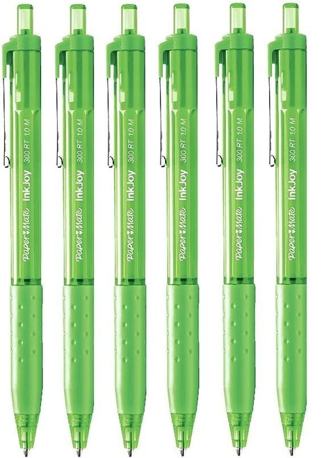 Paper Mate InkJoy 300RT Ballpoint Pens Medium Point Lime Green 6 Pack