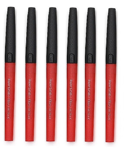 Paper Mate Flair Metallic Medium 0.7mm Ruby Red Pack of 6 Pens