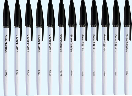 Paper Mate 045 Ball Point Pens 1.0mm Capped 12 Pack Black