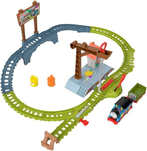 Thomas & Friends Motorized Toy Train Set, Paint Delivery with Troublesome Truck