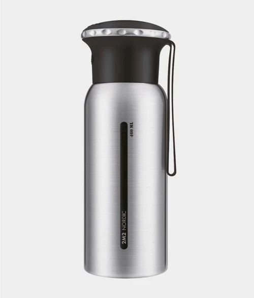 Nordic Thermo Bottle Insulated Drinks Flask with Bluetooth Speaker Lid Silver