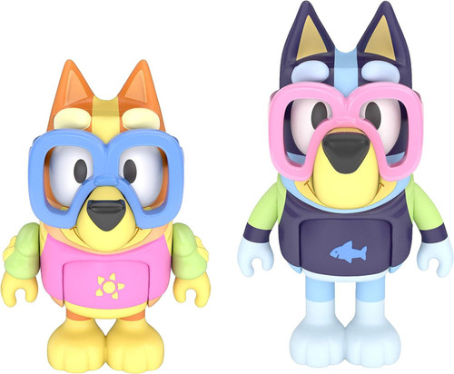 Bluey Two Figure Play Set Pool Time with Bluey and Bingo with Swim Goggles