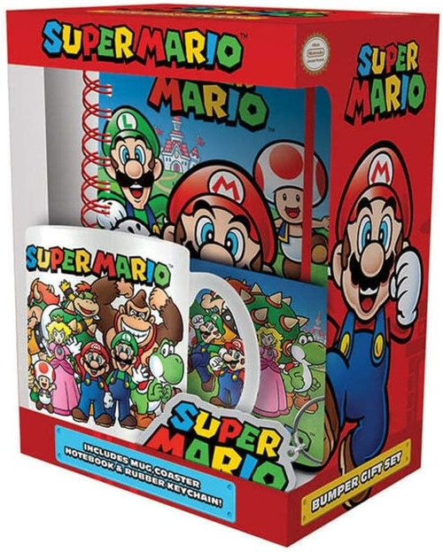 Super Mario Gift Set, 11oz Ceramic Coffee Mug, Coaster & Keyring in Gift Box