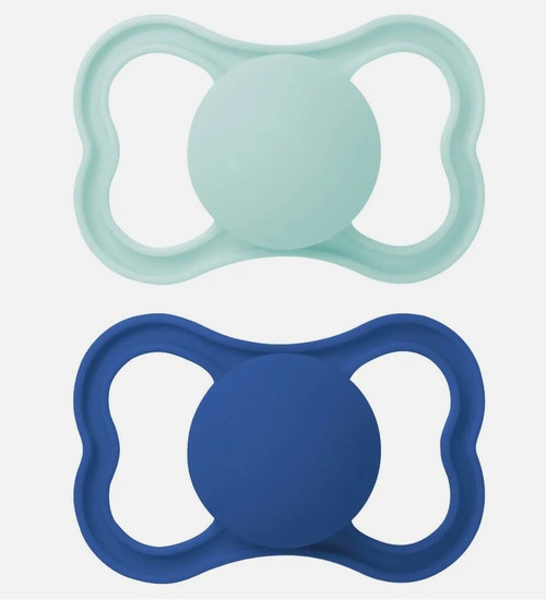 MAM AIR Latex Dummy Soother Twin Pack Blue and Green 6 Months + With Case