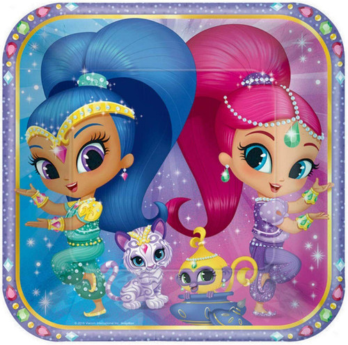 Shimmer and Shine Paper Party Plates 9" Square X 8 Plates