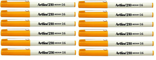 Artline EK- 210 Writing Pen 0.6mm Medium Yellow 12 Pack