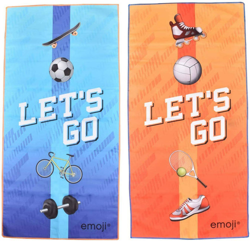 Emoji Set of Two Microfibre Sports Towel Cloths 45cm X 90cm (18" X 36")