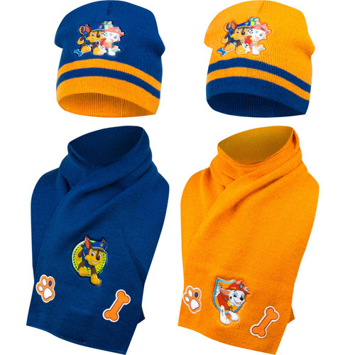 Paw Patrol Boys Hat and Scarf Set with Chase and Marshall Ages 3+