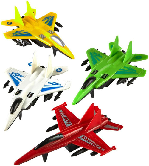 Box of 36 'Pull Back' Mini Airplanes Green, Red, White and Yellow