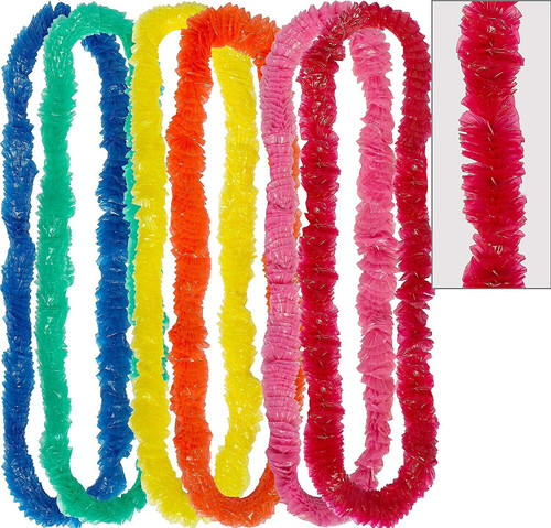 Box of 50 Hawaiian Style Polyster Leis Approx 39" Long Assorted Colours
