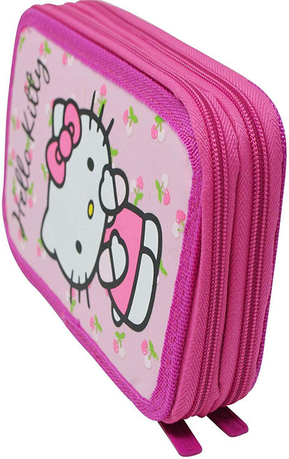 Hello Kitty Twin Compartment Filled Pencil Case with 25 Items