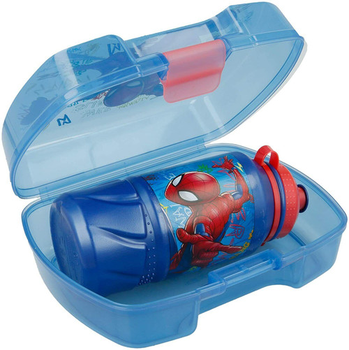 Spiderman Sandwich Box and Drinks Bottle Blue