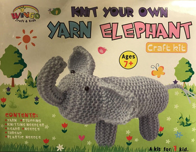 Wingo Knit Your Own Yarn Elephant with Everything You Need - Big White ...