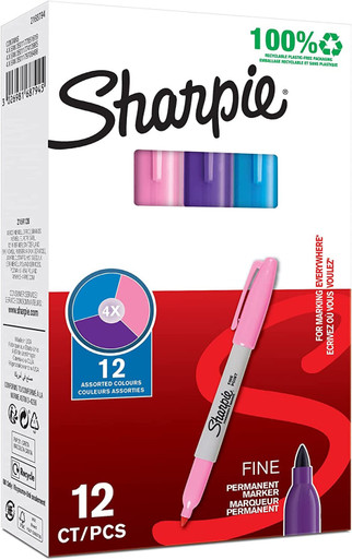 Sharpie Fine Point 12 Pack of Pens, 4 Pink, 4 Nano Blue and 4 Purple ...
