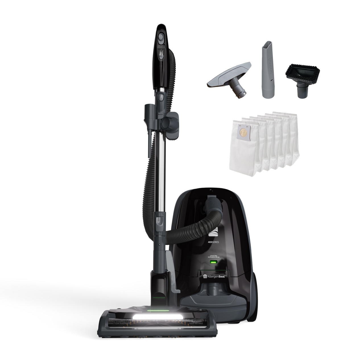 Kenmore BC3006 400 Series Pet Friendly Lightweight Bagged Canister Vacuum Cleaner 2-Motor Design with Hair Eliminator Brushroll, HEPA Filter, LED Headlight, Extended Wand and Auto Cord Rewind