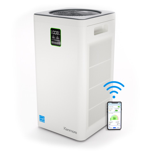 Air purifier on white background showcasing app control