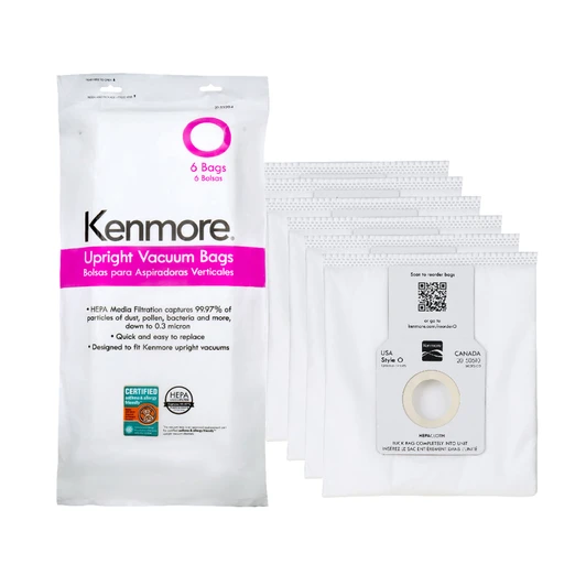 Upright vacuum bags and packaging on white background