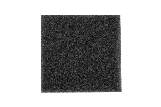 Black foam filter on white background