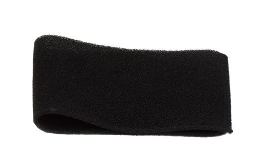 Black foam filter on white background