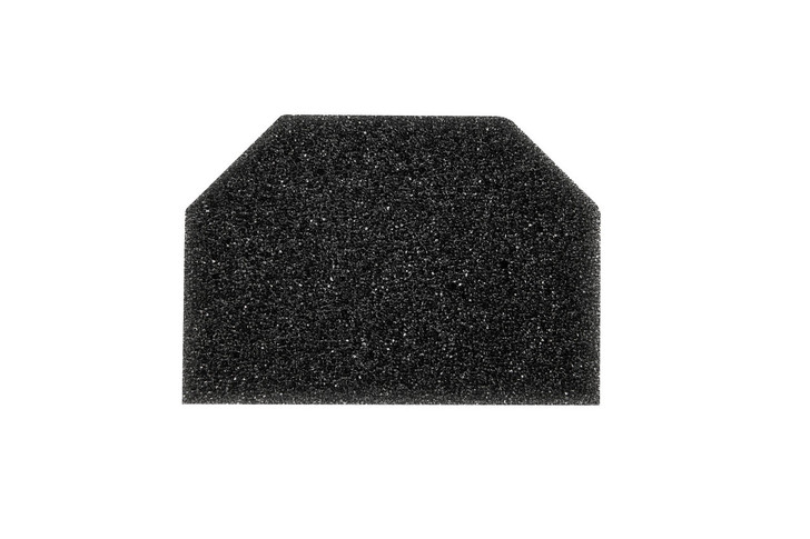 Black foam filter on white background
