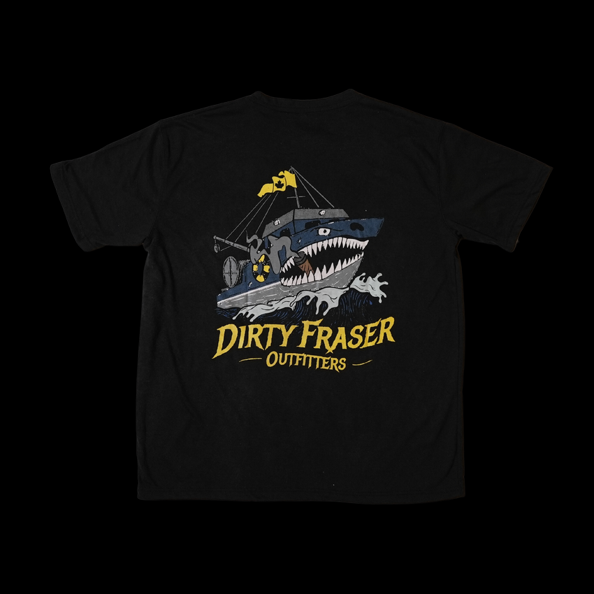 Shark Boat Black Tee